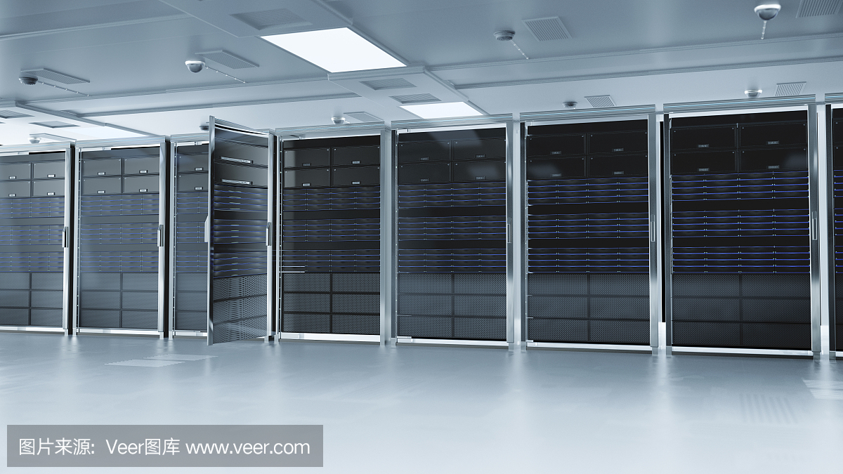 服務器室或服務器計算機。3 d渲染。